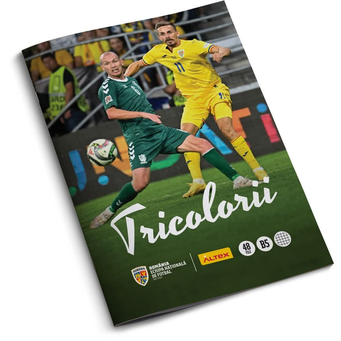 Pachet 6 Caiete B5 ECHIPA NATIONALA DE FOTBAL A ROMANIEI Tricolorii, 3 matematica + 3 dictando, 2+48 file, legatura capsata, multicolor WALTI