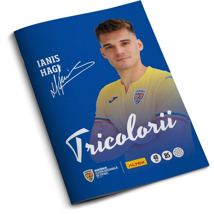 Pachet 6 Caiete B5 ECHIPA NATIONALA DE FOTBAL A ROMANIEI Tricolorii, 3 matematica + 3 dictando, 2+48 file, legatura capsata, multicolor WALTI