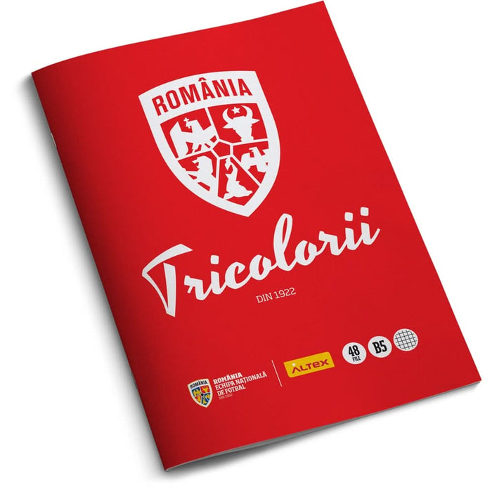 Pachet 6 Caiete B5 ECHIPA NATIONALA DE FOTBAL A ROMANIEI Tricolorii, 3 matematica + 3 dictando, 2+48 file, legatura capsata, multicolor WALTI