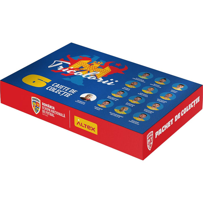 Pachet 6 Caiete B5 ECHIPA NATIONALA DE FOTBAL A ROMANIEI Tricolorii, 3 dictando + 3 matematica, 2+48 file, legatura capsata, multicolor WALTI
