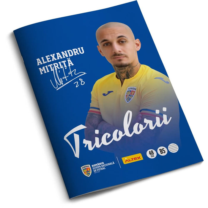 Pachet 6 Caiete B5 ECHIPA NATIONALA DE FOTBAL A ROMANIEI Tricolorii, 3 dictando + 3 matematica, 2+48 file, legatura capsata, multicolor WALTI