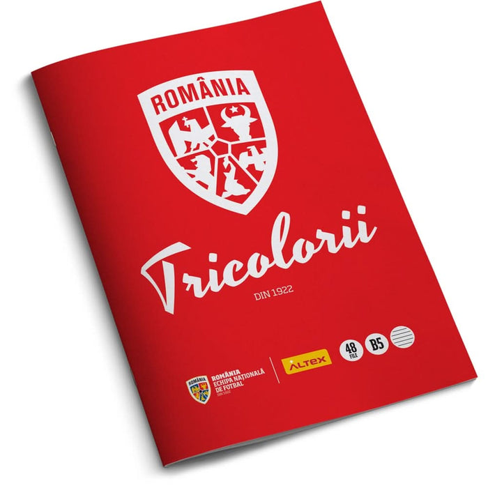 Pachet 6 Caiete B5 ECHIPA NATIONALA DE FOTBAL A ROMANIEI Tricolorii, 3 dictando + 3 matematica, 2+48 file, legatura capsata, multicolor WALTI