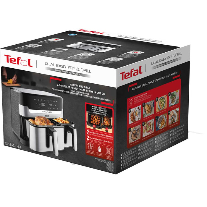 Friteuza cu aer cald dubla TEFAL Easy Fry&Gril EY905D10, 2.4kg, 8.3l, 2700W, negru-argintiu WALTI