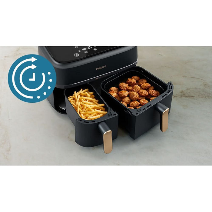 Friteuza cu aer cald dubla PHILIPS Seria 3000 NA352/00, 3kg, 9l, 2750W, negru-auriu WALTI