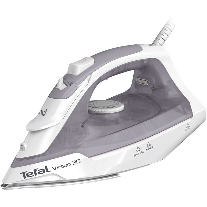 Fier de calcat TEFAL Virtuo FV2C43E0, 2000W, 120g/min, 240ml, talpa ceramica, alb-gri WALTI