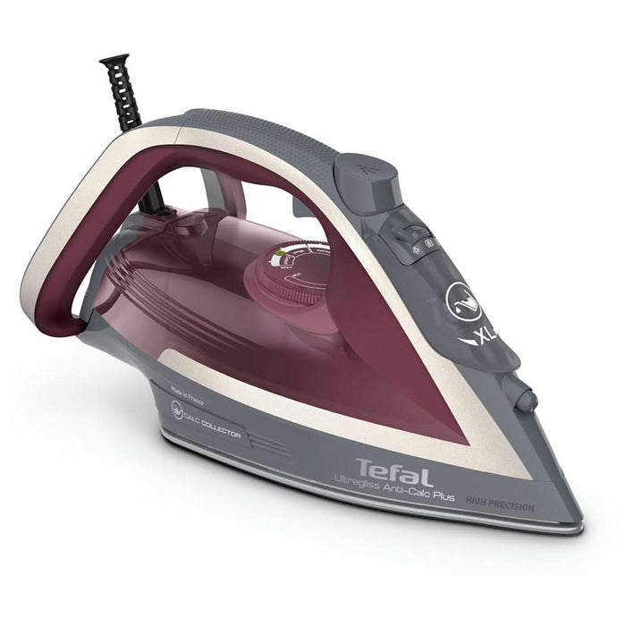 Fier de calcat TEFAL UltraGliss Plus FV6840E0, 2800W, 260g/min, 270ml, talpa Durilium AirGlide, visiniu-gri WALTI