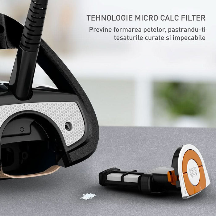 Fier de calcat TEFAL Ultimate Pure FV9852E0, 3200W, 300g/min, 350ml, talpa Durilium AirGlide AutoClean, auriu-negru WALTI