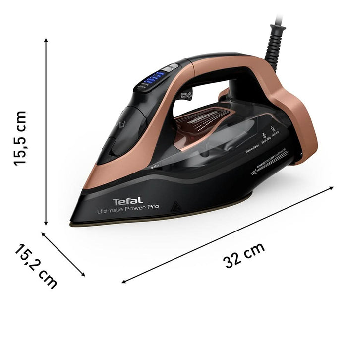 Fier de calcat TEFAL Ultimate Power Pro FV9E50E0, 3200W, 300g/min, 350ml, talpa ceramica, negru-roz WALTI