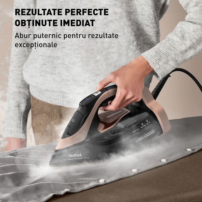 Fier de calcat TEFAL Ultimate Power Pro FV9E50E0, 3200W, 300g/min, 350ml, talpa ceramica, negru-roz WALTI