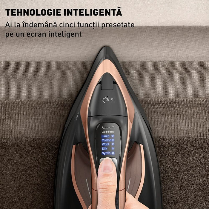 Fier de calcat TEFAL Ultimate Power Pro FV9E50E0, 3200W, 300g/min, 350ml, talpa ceramica, negru-roz WALTI