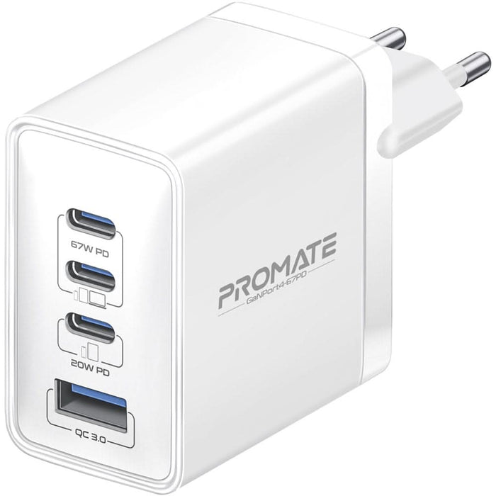 Incarcator retea PROMATE GaNPort4-67PD, 3x USB-C, 1x USB-A, 67W, alb WALTI