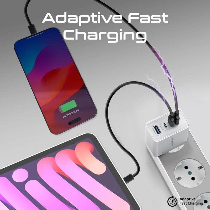 Incarcator retea PROMATE GaNPort4-67PD, 3x USB-C, 1x USB-A, 67W, alb WALTI