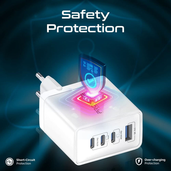 Incarcator retea PROMATE GaNPort4-67PD, 3x USB-C, 1x USB-A, 67W, alb WALTI