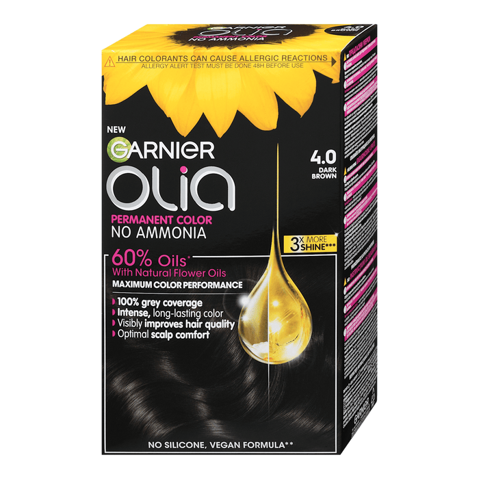 GARNIER olia Vopsea permanentă 4.0 Dark Brown, 174 ml WALTI