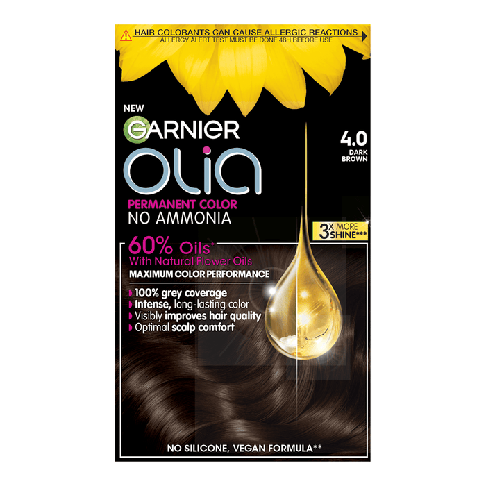 GARNIER olia Vopsea permanentă 4.0 Dark Brown, 174 ml WALTI