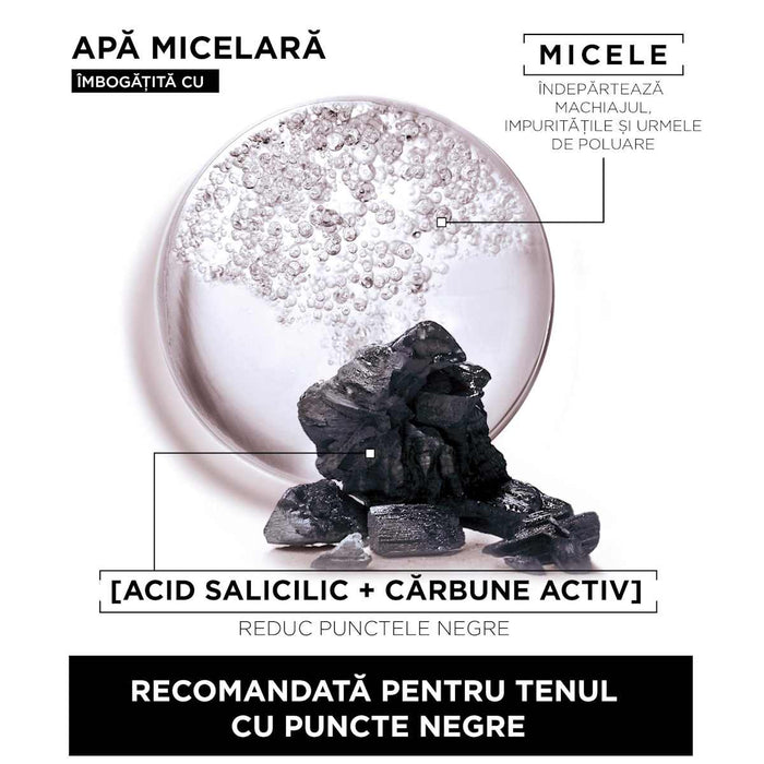 GARNIER SKIN NATURALS Apă micelară cu textură de gel îmbogățită acid salicilic și cărbune activ, 400 ml WALTI