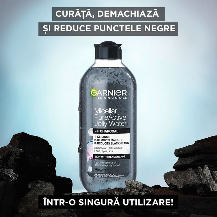 GARNIER SKIN NATURALS Apă micelară cu textură de gel îmbogățită acid salicilic și cărbune activ, 400 ml WALTI
