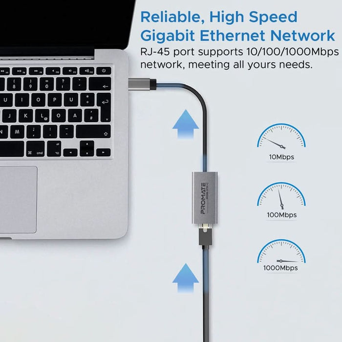 Adaptor USB-C - RJ45 PROMATE Gigalink-C, gri WALTI