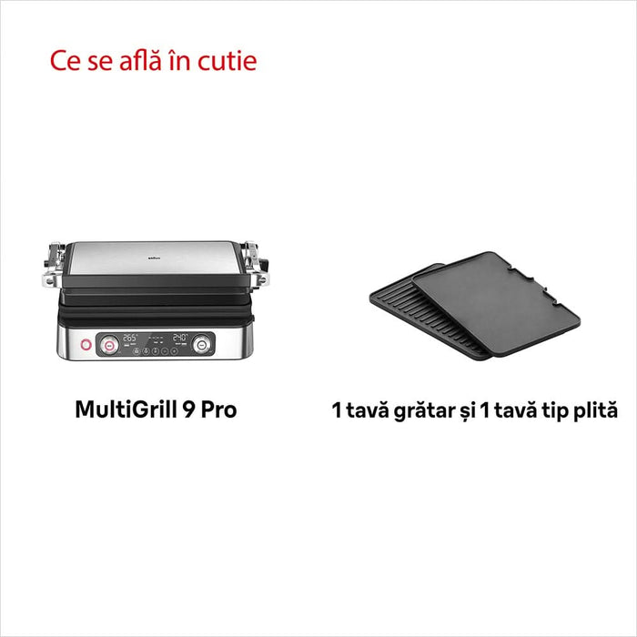 Gratar electric BRAUN MultiGrill 9 Pro CG9140, 2200W, argintiu-negru WALTI