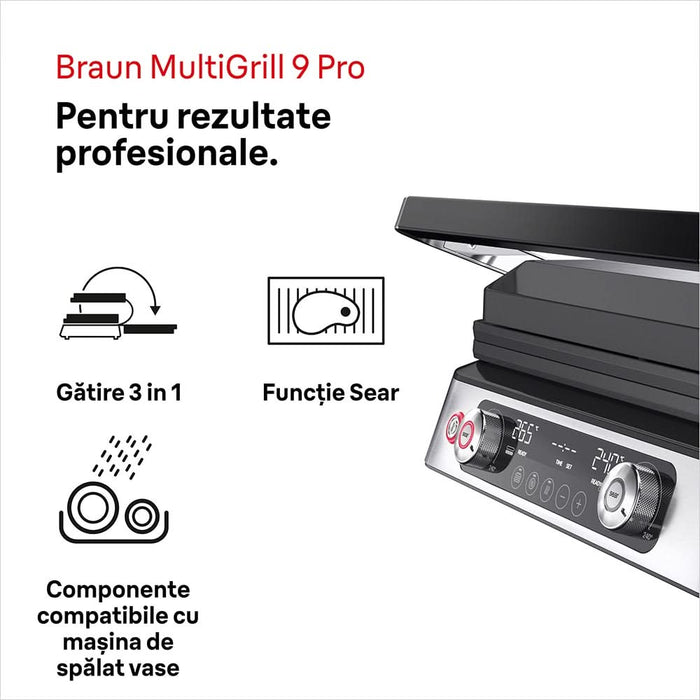 Gratar electric BRAUN MultiGrill 9 Pro CG9140, 2200W, argintiu-negru WALTI