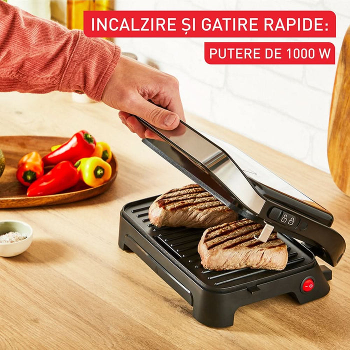 Gratar electric TEFAL Inicio Compact GC270D10, 1000W, functie Panini, argintiu-negru WALTI
