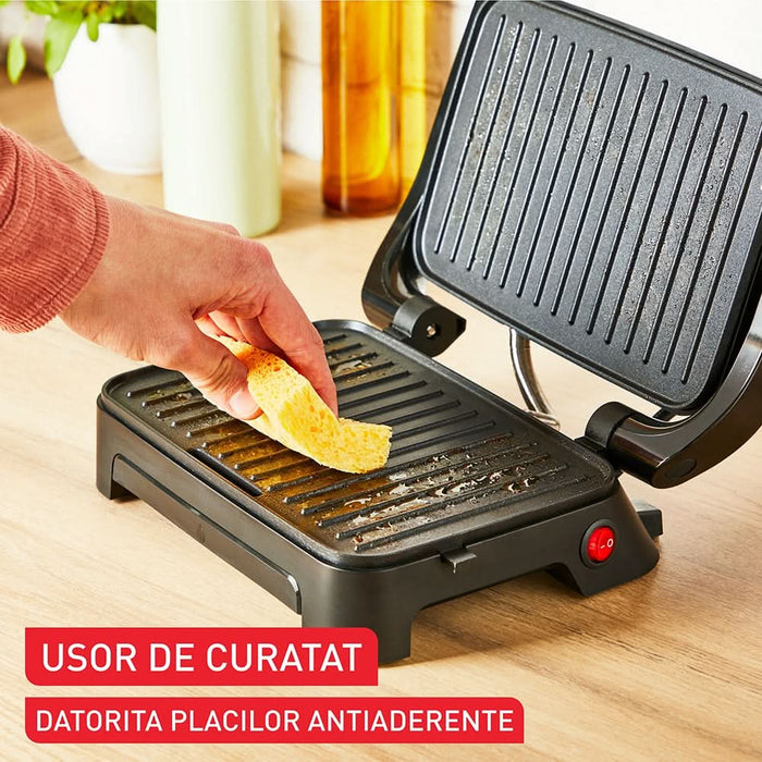 Gratar electric TEFAL Inicio Compact GC270D10, 1000W, functie Panini, argintiu-negru WALTI