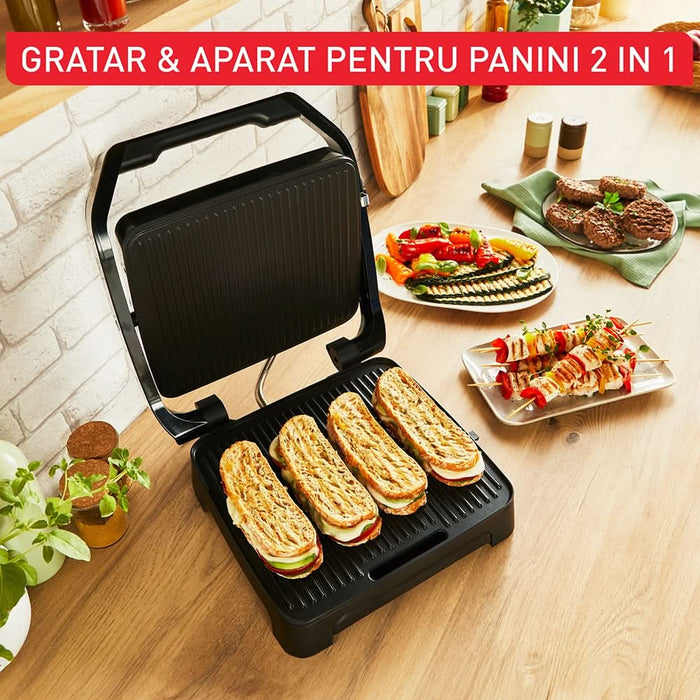 Gratar electric TEFAL Inicio Adjust GC272D10, 2180W, functie Panini, argintiu-negru WALTI