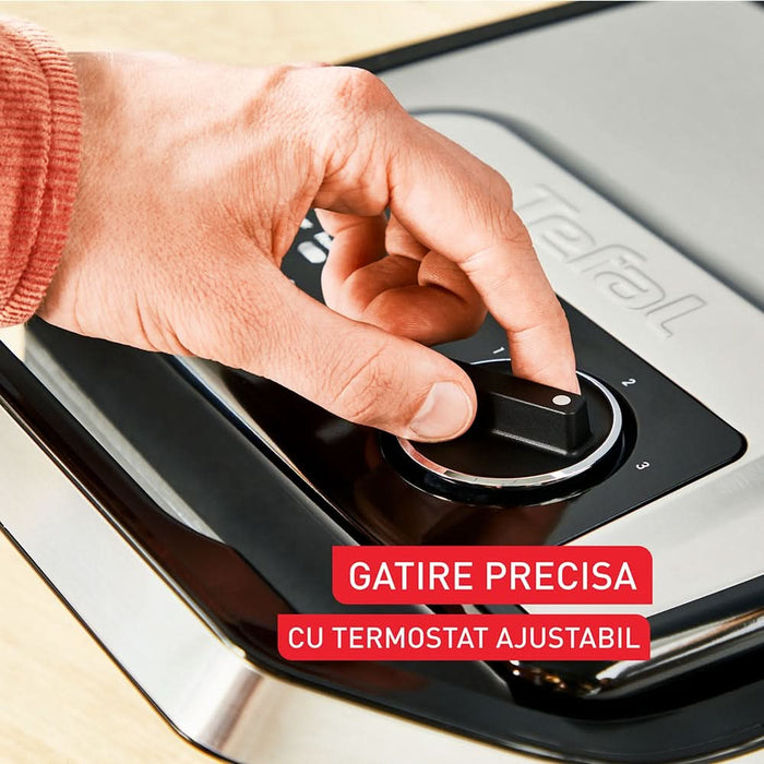 Gratar electric TEFAL Inicio Adjust GC272D10, 2180W, functie Panini, argintiu-negru WALTI