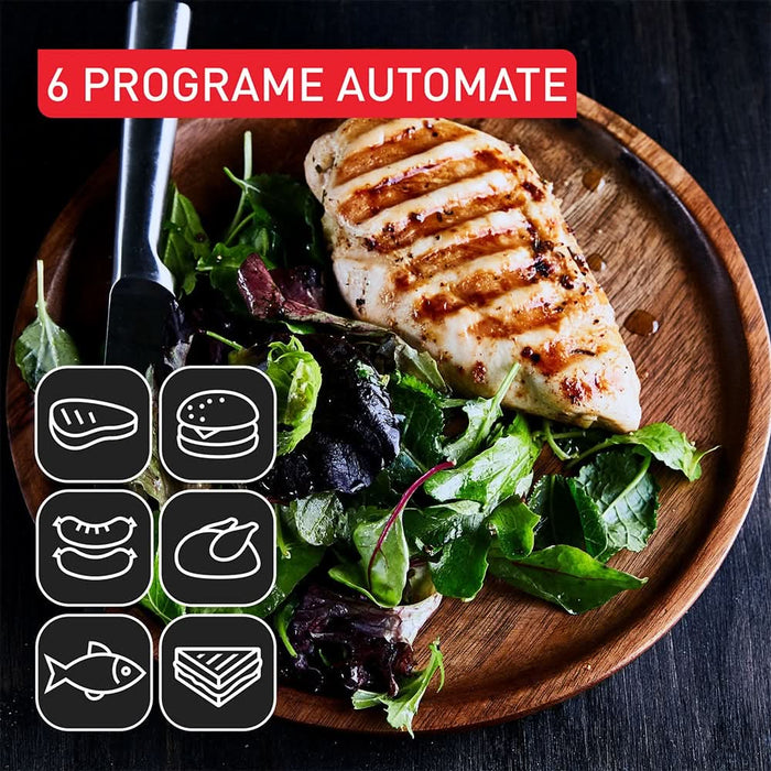 Gratar electric TEFAL OptiGrill+ GC718D10, 2000W, 6 programe automate, argintiu-negru WALTI