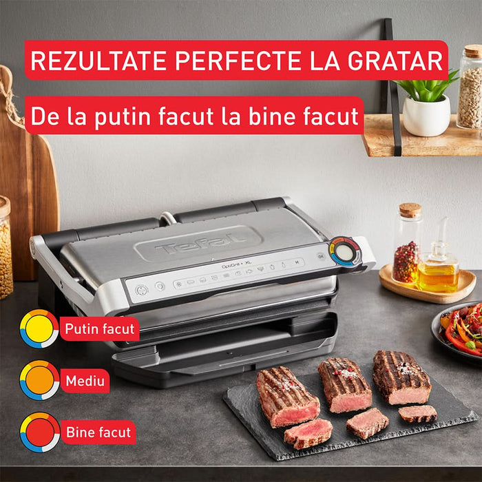 Gratar electric TEFAL OptiGrill+ XL GC728D10, 2000W, 9 programe automate, argintiu-negru WALTI