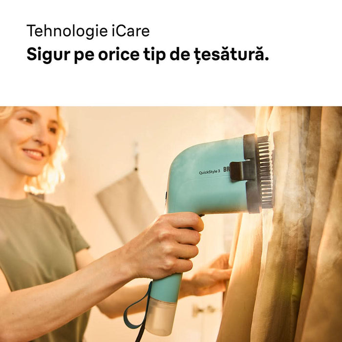 Aparat de calcat vertical BRAUN QuickStyle 3 GS3013GR, 1100W, 20g/min, 70ml, verde WALTI