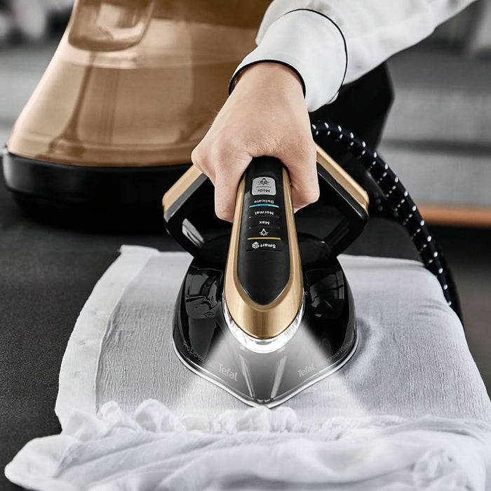 Statie de calcat TEFAL Pro Express Vision GV9823E1, 3000W, 800g/min, 1.2l, talpa Durilium AirGlide AutoClean, negru-maro WALTI