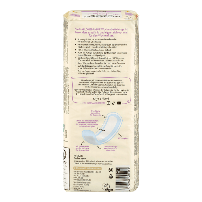 HALLOHEBAMME Absorbante post-partum, 10 buc WALTI