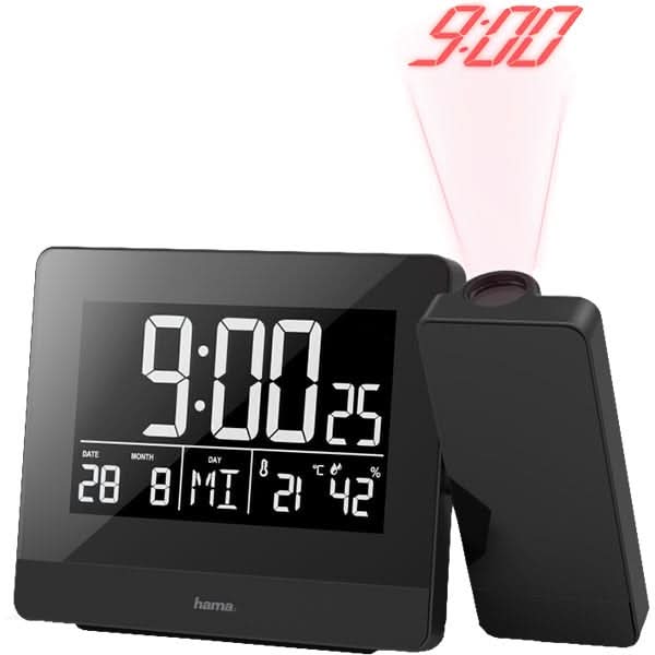 Ceas desteptator cu proiector HAMA Plus Charge, incarcare USB, negru WALTI