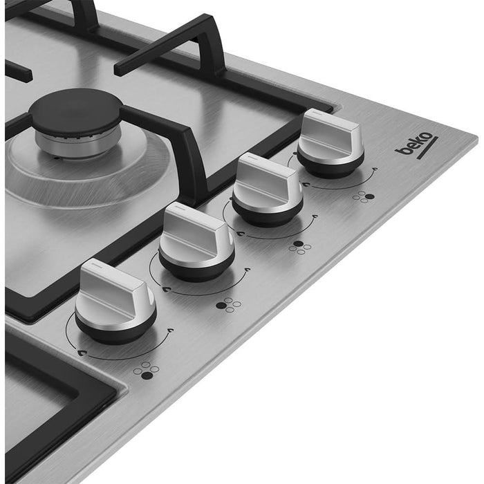 Plita incorporabila BEKO HBIAG64225SX, Gaz, 4 arzatoare, Wok, inox WALTI