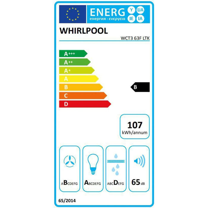 Hota incorporabila WHIRLPOOL WCT3 63F LTK, 1 motor, 550 m3/h, L 50 cm, negru WALTI