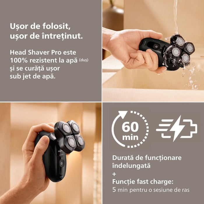 Aparat de ras pentru cap PHILIPS Pro Series 5000 HS5980/15, autonomie 60 min, 4 elemente de ras, negru WALTI