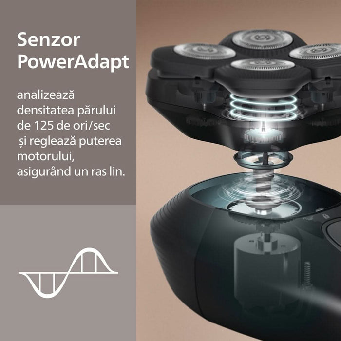 Aparat de ras pentru cap PHILIPS Pro Series 7000 HS7980/15, autonomie 90 min, 4 elemente de ras, argintiu WALTI