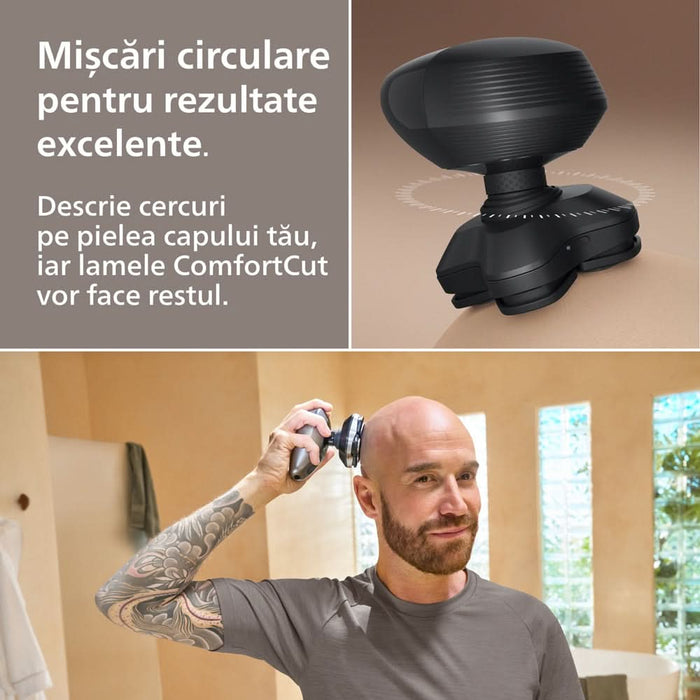 Aparat de ras pentru cap PHILIPS Pro Series 7000 HS7980/15, autonomie 90 min, 4 elemente de ras, argintiu WALTI