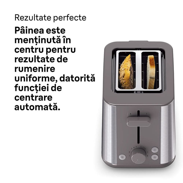 Prajitor de paine BRAUN Purshine HT1510GY, 2 felii, 900W, gri-argintiu WALTI
