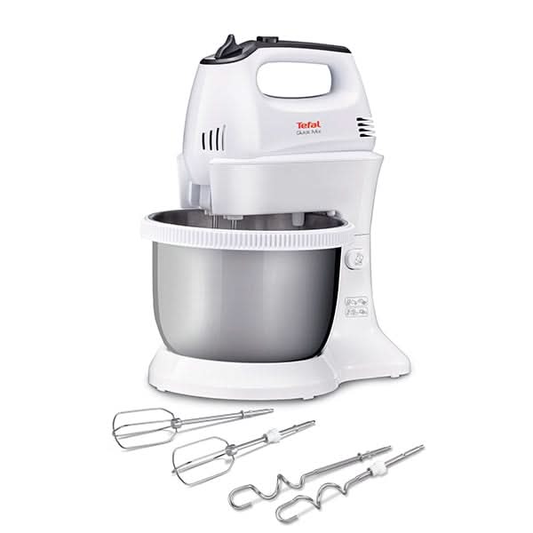 Mixer cu bol TEFAL Quick Mix HT312138, 3.5l, 300W, 5 trepte viteza, alb-argintiu WALTI