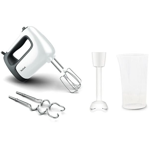 Mixer de mana TEFAL Prep'Mix HT461138, 0.6l, 500W, 5 trepte viteza, alb-gri inchis WALTI