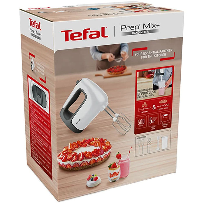 Mixer de mana TEFAL Prep'Mix HT461138, 0.6l, 500W, 5 trepte viteza, alb-gri inchis WALTI