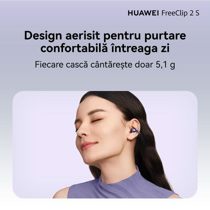 Casti HUAWEI FreeClip 2 S, True wireless, Bluetooth, Open-ear, Microfon, Deepsea Blue WALTI