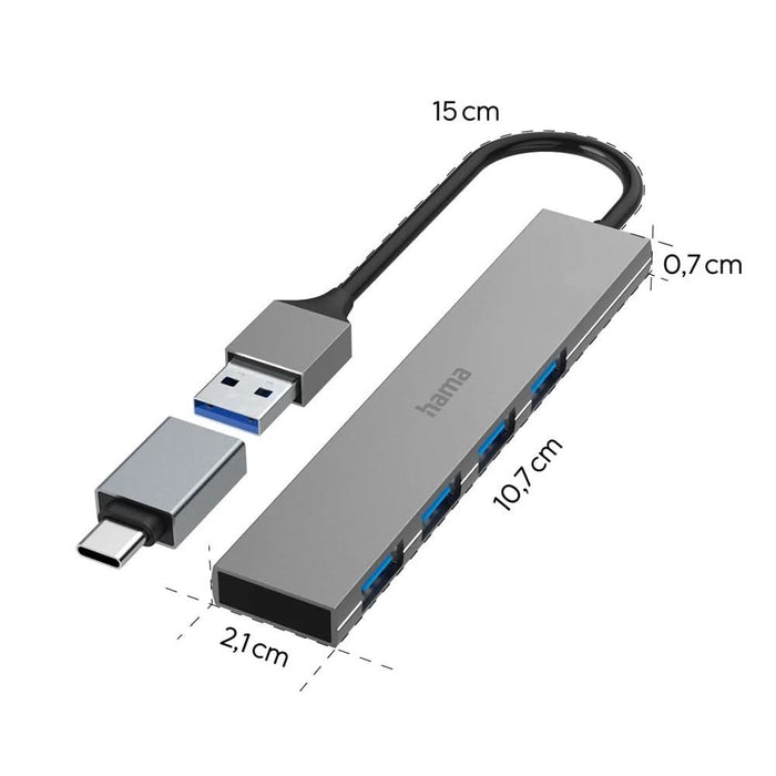 Hub USB HAMA 200141, USB 3.2, gri WALTI