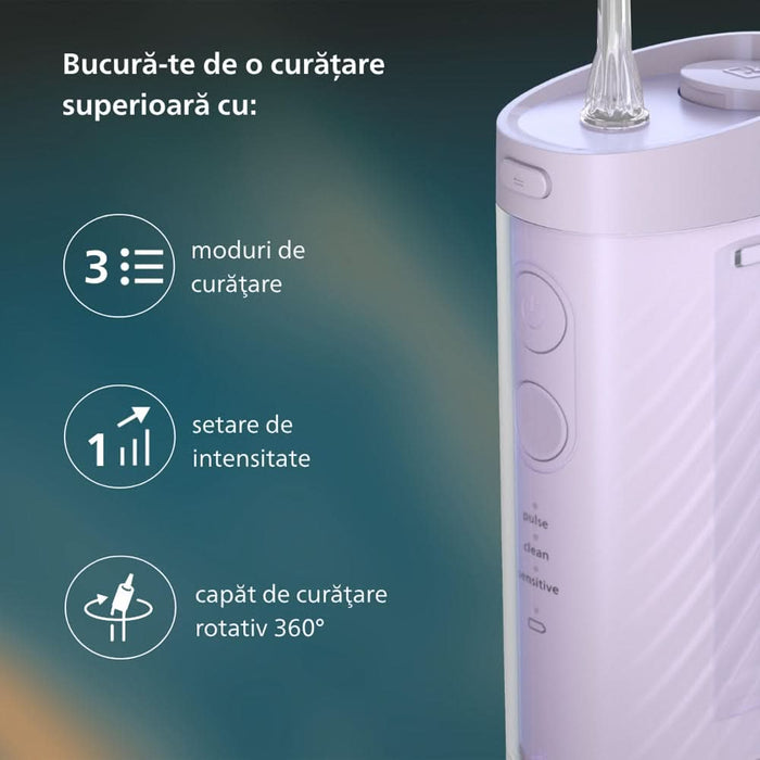 Irigator bucal PHILIPS Sonicare Compact Flosser 1000 HX3333/23, 2 capete, mov WALTI