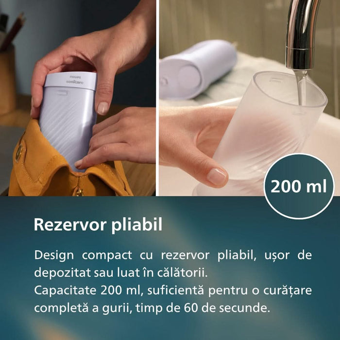 Irigator bucal PHILIPS Sonicare Compact Flosser 1000 HX3333/23, 2 capete, mov WALTI