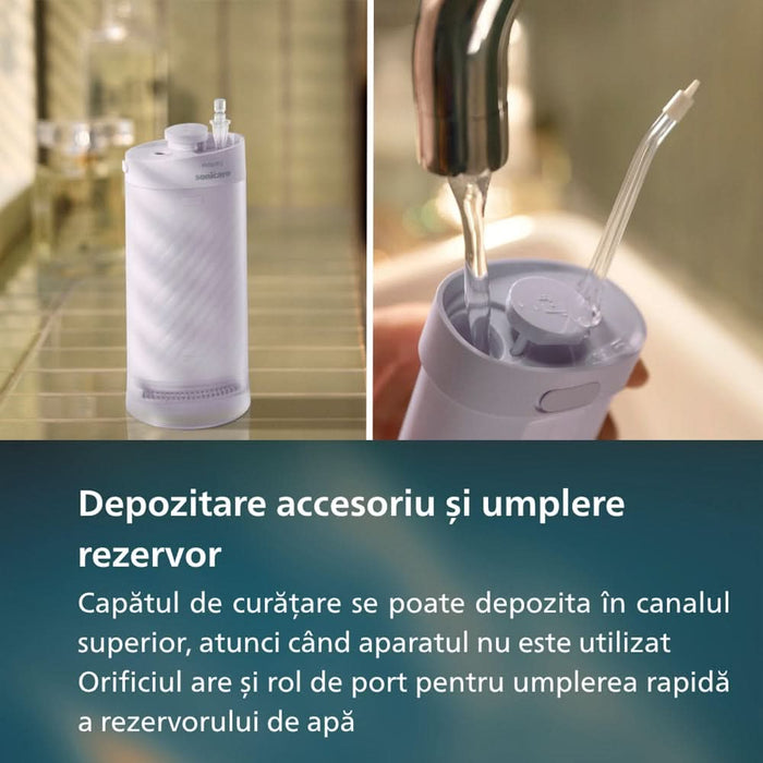 Irigator bucal PHILIPS Sonicare Compact Flosser 1000 HX3333/23, 2 capete, mov WALTI