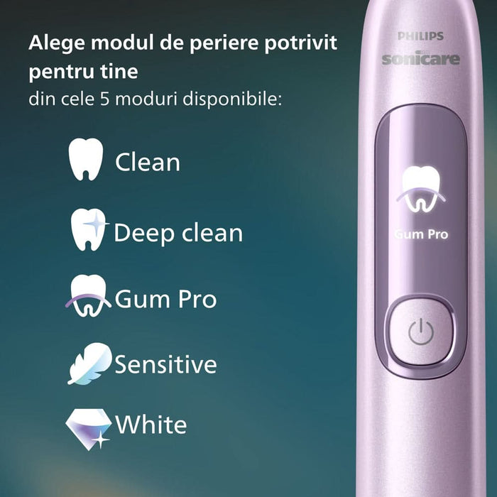 Periuta de dinti electrica PHILIPS Sonicare Advanced Clean HX3792/12, 31000 miscari/min, 5 programe, 1 capat, roz WALTI