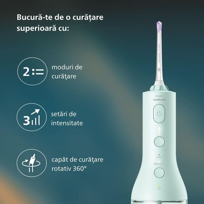 Irigator bucal PHILIPS Sonicare Power Flosser 3000 HX3826/24, 2 capete, verde WALTI